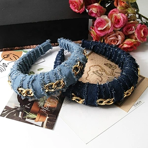 Ball wide edge cloth art high-grade light luxury lightweight design fashion style hair band headbands jean headband