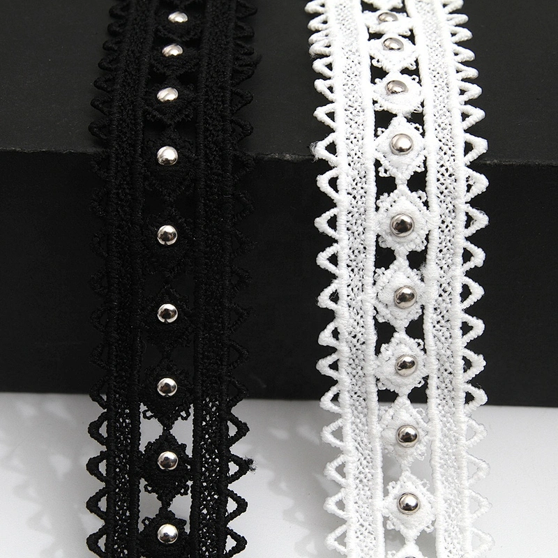 Wholesale 2.7cm Size Studs trim ribbon diy handmade costume dress sewing bead lace trim Design Rivets Trims