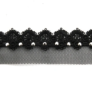 Wholesale 3cm Size Studs trim ribbon diy handmade costume dress sewing bead lace trim Design Rivets Trims