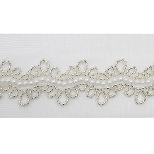 Wholesale Embroidery beaded lace trim 6.5 cm Mesh fabric lace trims beautiful White Accessories for dress 3D wedding Designer