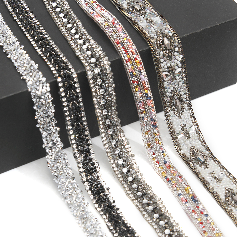 wholesale hot fix tape with rhinestone hot fix trimming chain glitter trim for DIY garment dresses Accessories
