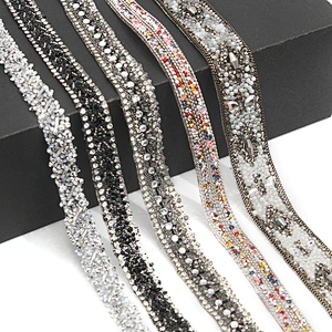 wholesale hot fix tape with rhinestone hot fix trimming chain glitter trim for DIY garment dresses Accessories