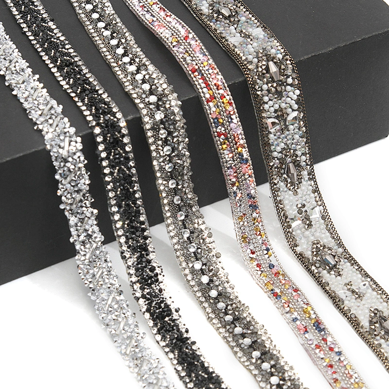 wholesale hot fix tape with rhinestone hot fix trimming chain glitter trim for DIY garment dresses Accessories