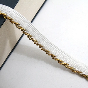 Wholesale Chain lace trim beaded 0.8 cm Sew-On lace trim Lace trimmings for clothes  Accessories Copper