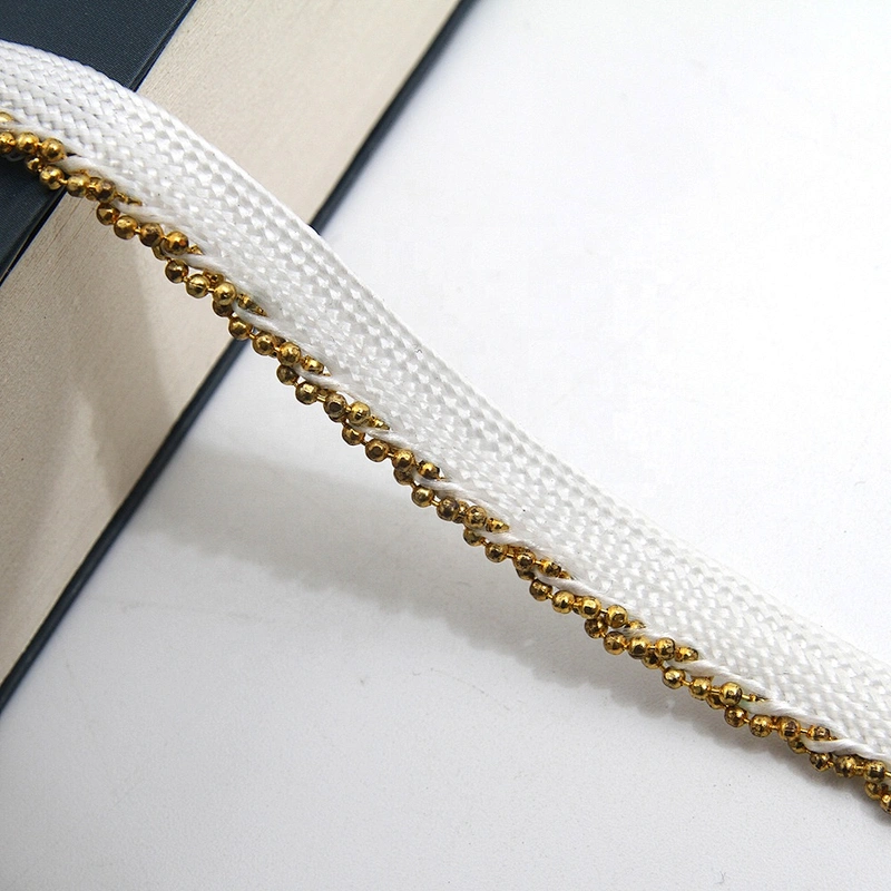 Wholesale Chain lace trim beaded 0.8 cm Sew-On lace trim Lace trimmings for clothes  Accessories Copper