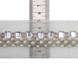 kavatar  wholesale new Handmade Bead lace Embroidered Tulle Trim wedding with Accessories Beads Crystals & Rhinestones