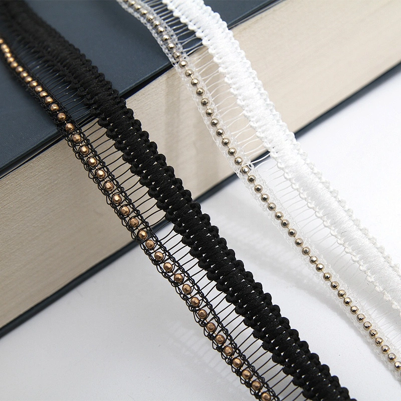 Wholesale Chain lace trim beaded 1.2 cm Sew-On lace trim Polyester Lace trimmings for clothes  Accessories  Cotton
