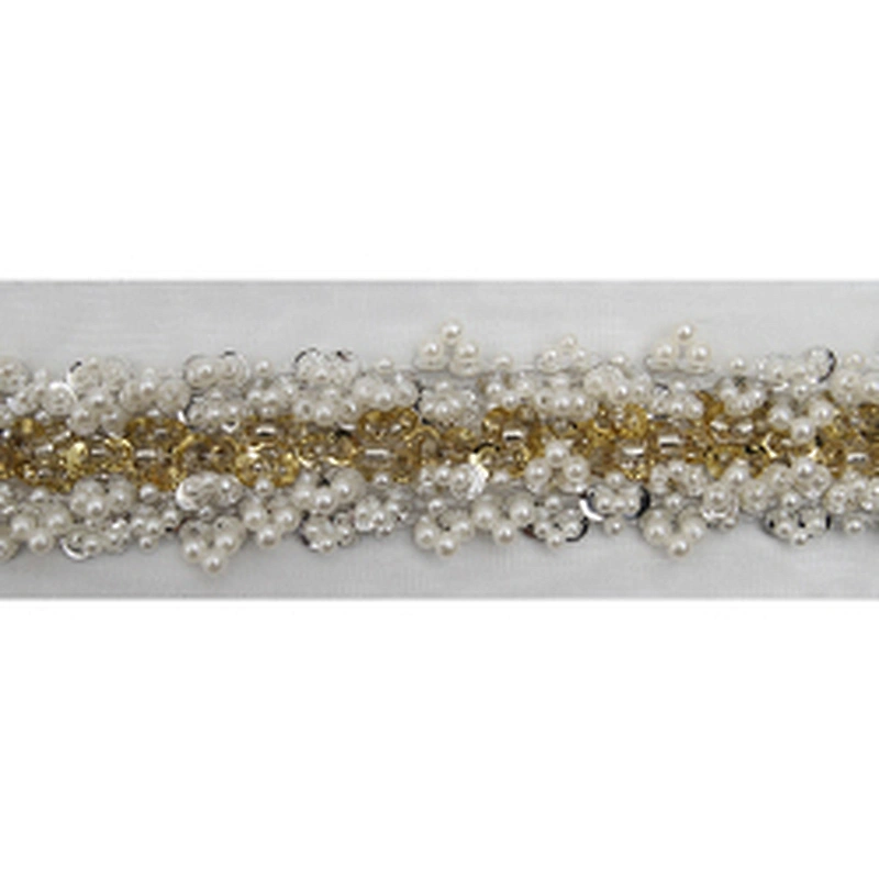 kavatar  wholesale new Handmade Bead lace Embroidered Tulle Trim wedding with Accessories Beads Rhinestones
