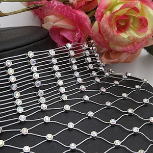 wholesale diamond dress design mesh rhinestone ribbon Fabric