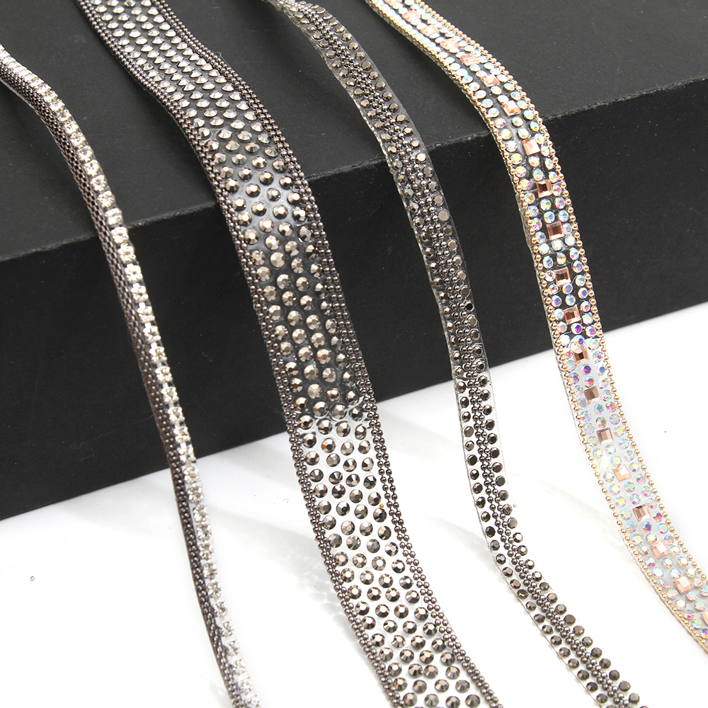 wholesale hot fix tape with rhinestone hot fix trimming chain glitter trim for DIY garment dresses Accessories