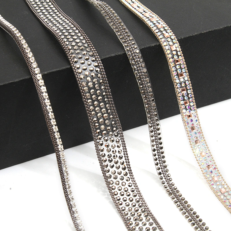 wholesale hot fix tape with rhinestone hot fix trimming chain glitter trim for DIY garment dresses Accessories