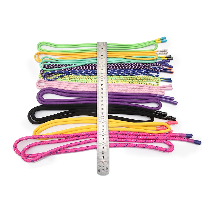 Wholesale  Cords Polyester Garment Drawstring rope Hoodie Rope flat rope Custom Garment Accessories Fashion Silicone End Tips