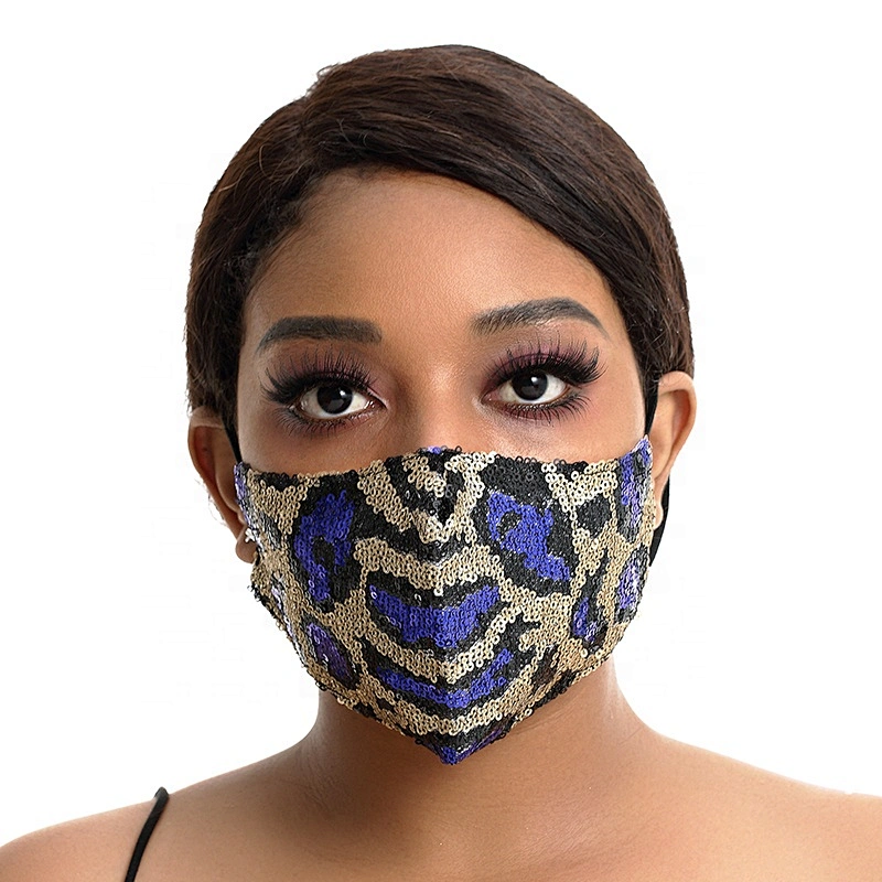 kavatar European and American Sequin tiger leopard print dust and haze proof fashion Maske  PM2.5 transfers