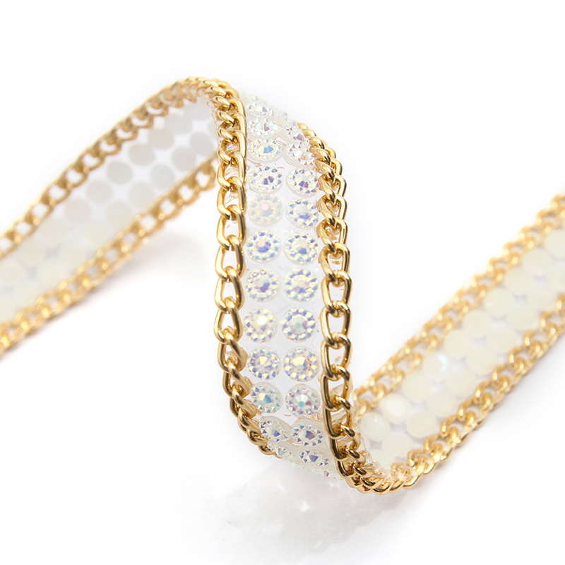 wholesale hot fix tape with rhinestone hot fix trimming chain glitter trim for DIY garment dresses Accessories
