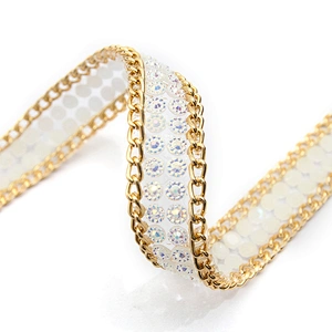 wholesale hot fix tape with rhinestone hot fix trimming chain glitter trim for DIY garment dresses Accessories