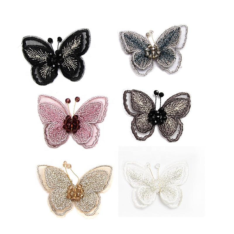 Christmas Cherry Flower Decorative Sew on Rhinestone Beaded Patches Wholesale patches for clothing
