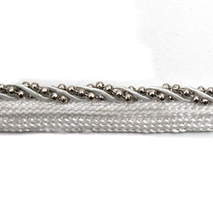 Wholesale Chain lace trim beaded 0.8 cm Sew-On lace trim Ribbons Lace trimmings for clothes  Accessories Polyester  Cotton