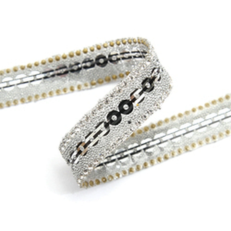 wholesale hot fix tape with rhinestone hot fix trimming chain glitter trim for DIY garment dresses Accessories