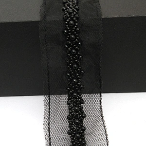 kavatar  wholesale new Handmade Bead lace Embroidered Tulle Trim wedding with Accessories Beads Crystals & Rhinestones