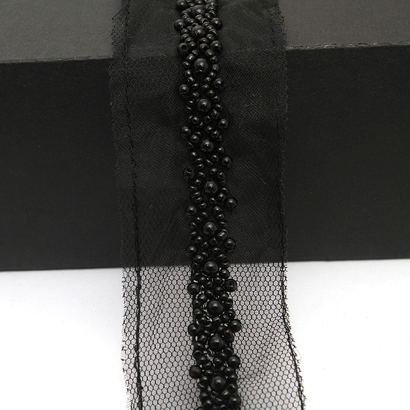kavatar  wholesale new Handmade Bead lace Embroidered Tulle Trim wedding with Accessories Beads Crystals & Rhinestones
