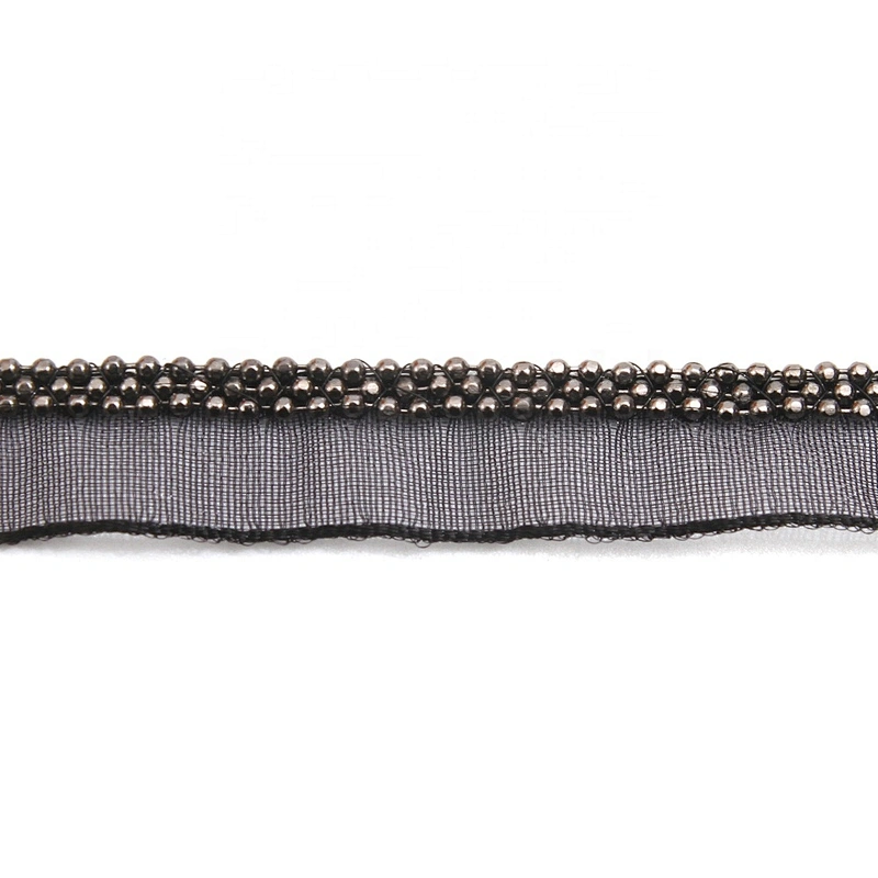 Wholesale Chain lace trim beaded 1.1 cm Sew-On lace trim Polyester net mesh Lace trimmings for clothes  Accessories