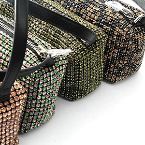 Hot style new American and American evening bag hand bag soft bag diagonal cross party fashion rhinestone