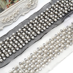 kavatar  wholesale new Handmade Bead lace Embroidered Tulle Trim wedding with Accessories Beads Crystals & Rhinestones