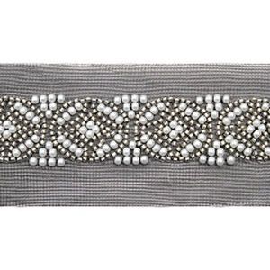 Wholesale Embroidery beaded lace trim 7.1 cm Mesh fabric lace trims beautiful Accessories for dress 3D wedding Designer