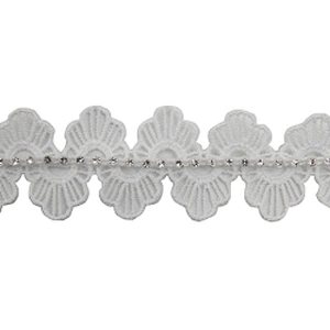 Wholesale Chain lace trim rhinestone 2.3 cm Sew-On lace trim Polyester net mesh Lace trimmings wedding for clothes  Accessories