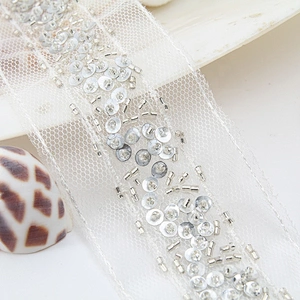 Elegant bridal beaded wholesale Accessories rose gold fancy sequin bead handmade trimming