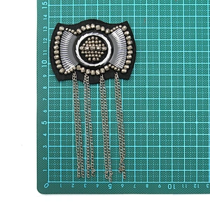 wholesale  designer badges cloth stickers Sew on for clothing accessories decoration 3D patch  rhinestone Metal Chain Tassel