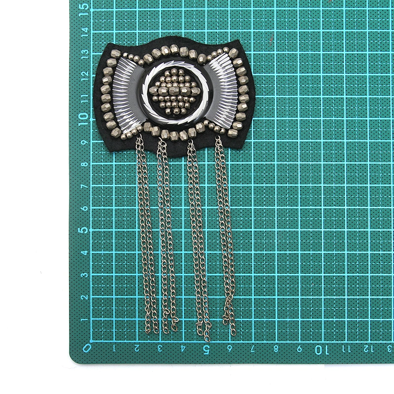 wholesale  designer badges cloth stickers Sew on for clothing accessories decoration 3D patch  rhinestone Metal Chain Tassel