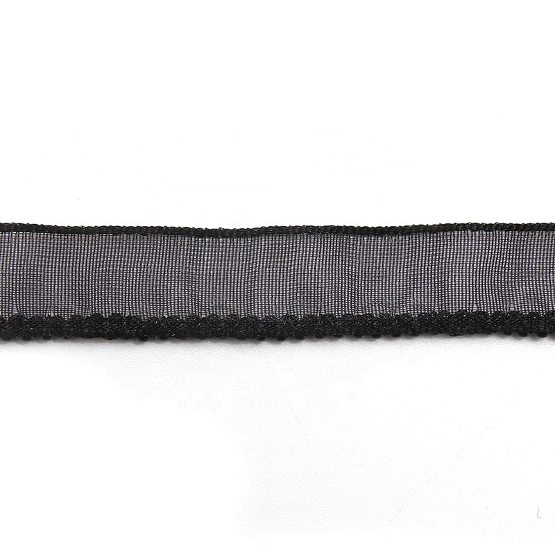 Wholesale Chain lace trim black beaded 1.1 cm Sew-On lace trim Polyester net mesh Lace trimmings for clothes  Accessories
