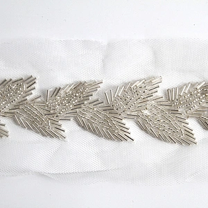 Kavatar beaded trim rhinestone pearl  rhinestone beaded glass trim