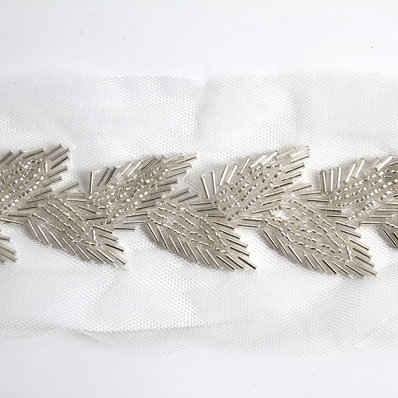 Kavatar beaded trim rhinestone pearl  rhinestone beaded glass trim