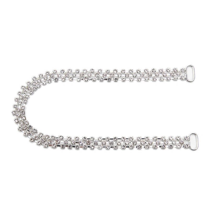 Wholesale Women Evening Party Dress Camisole  Plated tassel fringe alloy Rhinestone Chain Trim Bra Crystal Shoulder Strap