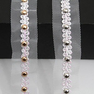 Wholesale 2.5cm Size Studs trim ribbon diy handmade costume dress sewing bead lace trim Design Rivets Sequins Trims
