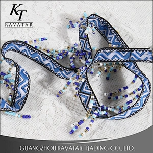 New Style Colorful Beaded Tassel Fringe With Jacquard Tape