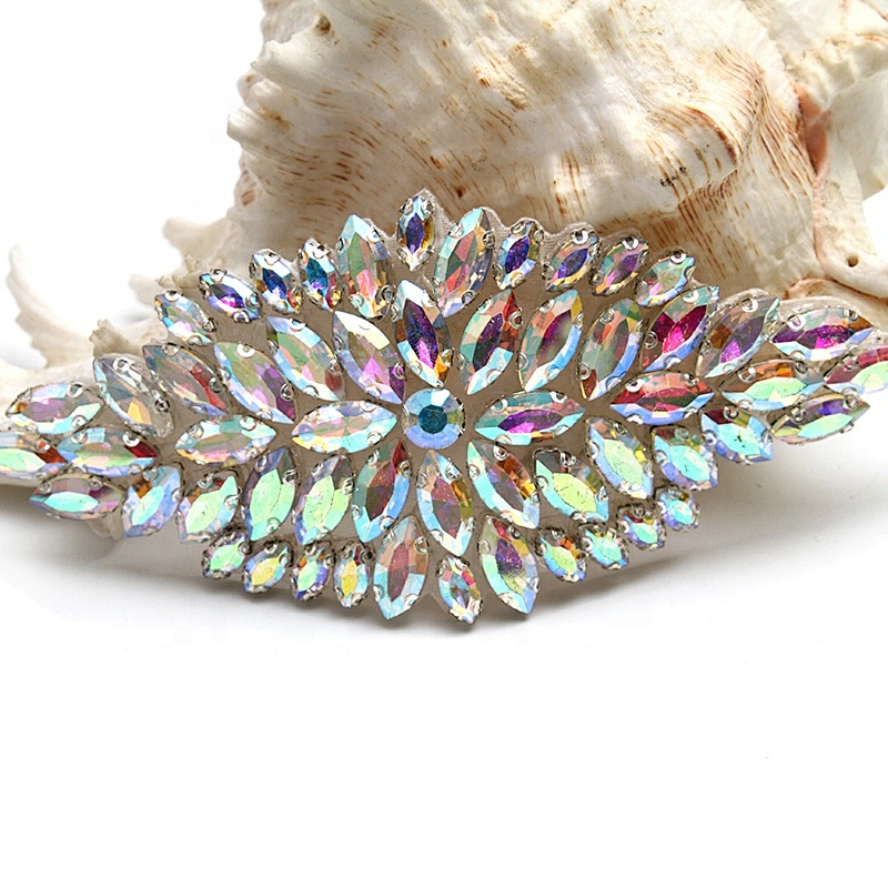 Christmas Cherry Flower Decorative Sew on Rhinestone Beaded Patches Wholesale patches for clothing