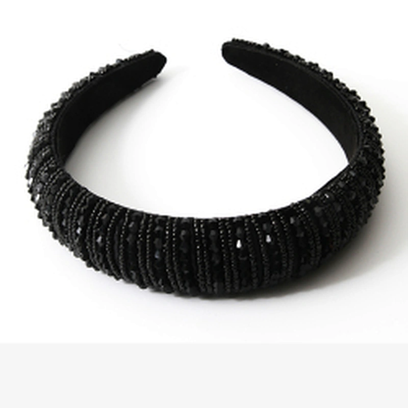 Manufacturer of direct colored beads with multi - colored gemstone hand sewn stylish temperament latest style hair hoops baroque