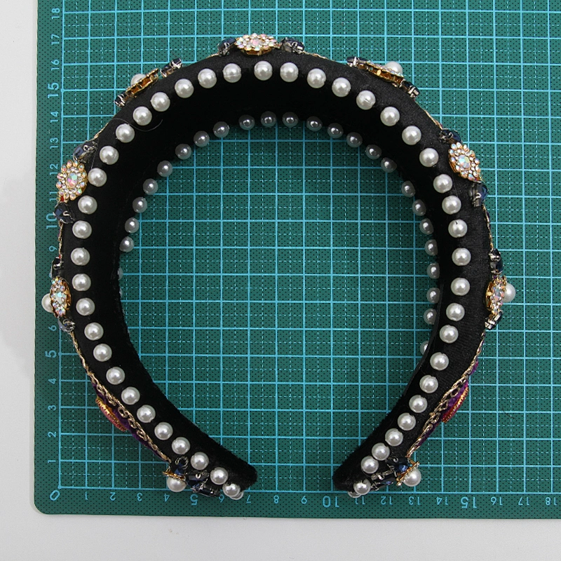 wholesale Hair Decoration Velour Crystal And Rhinestone Cup chain Decorated hair accessories Hairbands WOMEN HEADBAND