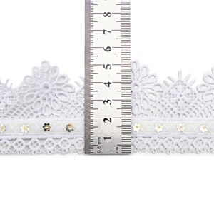 Wholesale sequins Lace Trim Water soluble lace white bridal lace trim Embroidery Sequin Tape For Dress cheap