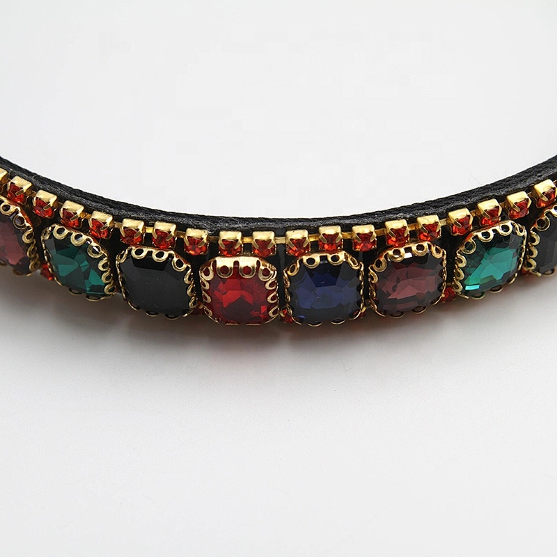 Korea Fashion Womens Hair Accessories  Custom crystal  Headband Hairbands 2020 soft pu hairband gold alloy chain headwear