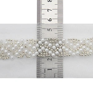 Wholesale Embroidery beaded lace trim 5 cm Mesh fabric lace trims beautiful Accessories for dress 3D wedding Designer