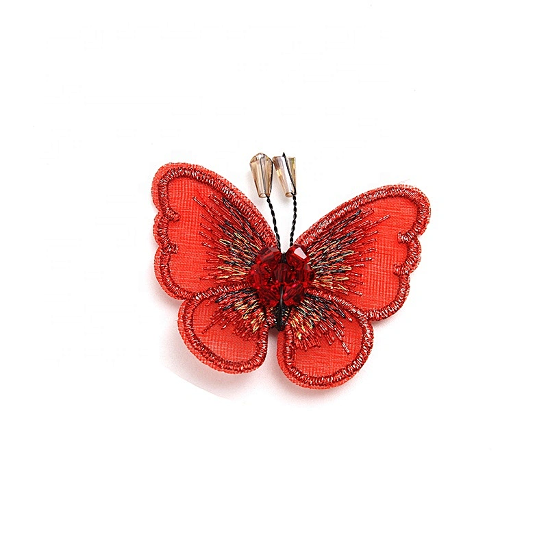 Christmas Cherry Flower Decorative Sew on Rhinestone Beaded Patches Wholesale patches for clothing