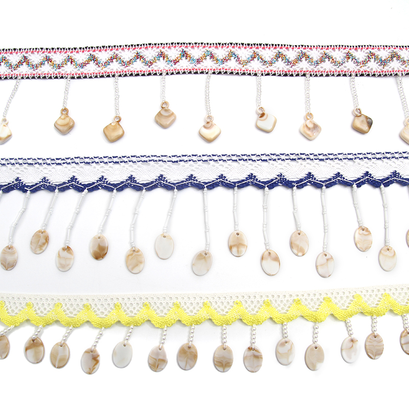 Wholesale tassels lace trim for garment rhinestone Pearl fringe tassel trimming  jute tassel trim