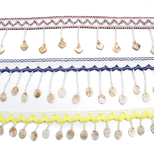 Wholesale tassels lace trim for garment rhinestone Pearl fringe tassel trimming  jute tassel trim