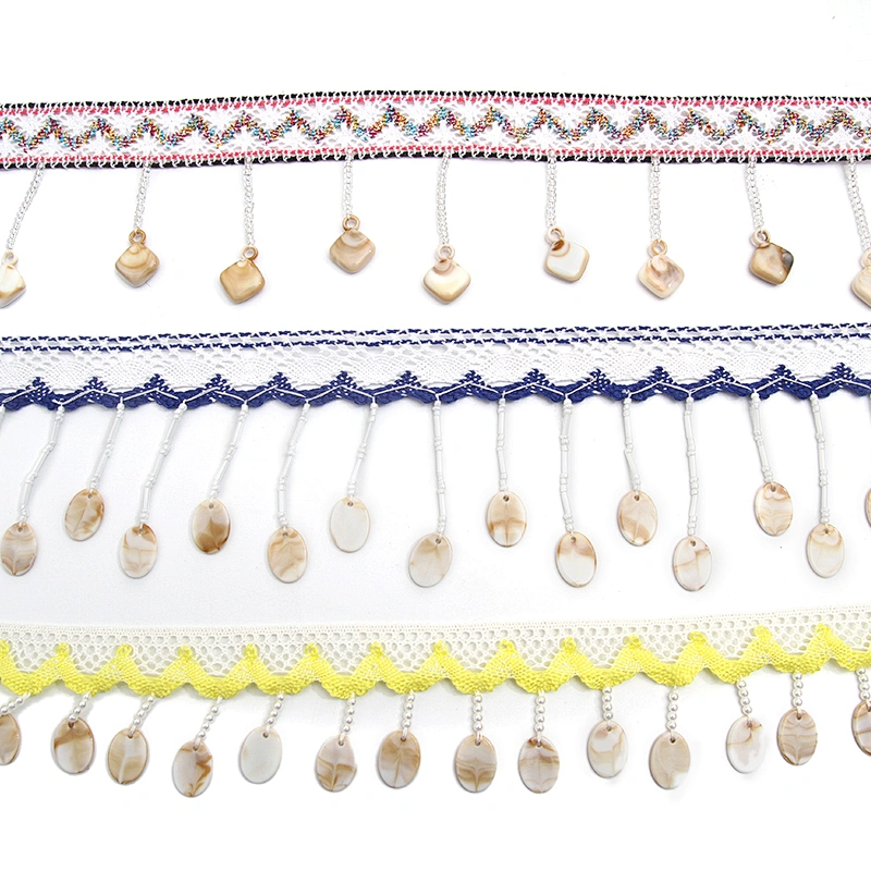 Wholesale tassels lace trim for garment rhinestone Pearl fringe tassel trimming  jute tassel trim