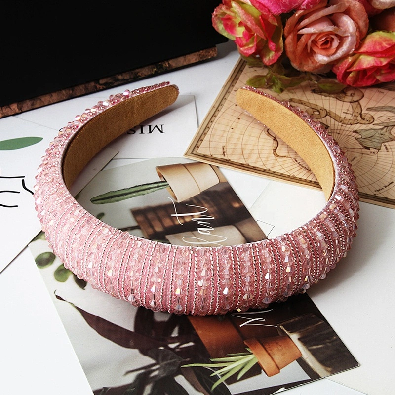 Manufacturer of direct colored beads with multi - colored gemstone hand sewn stylish temperament latest style hair hoops baroque