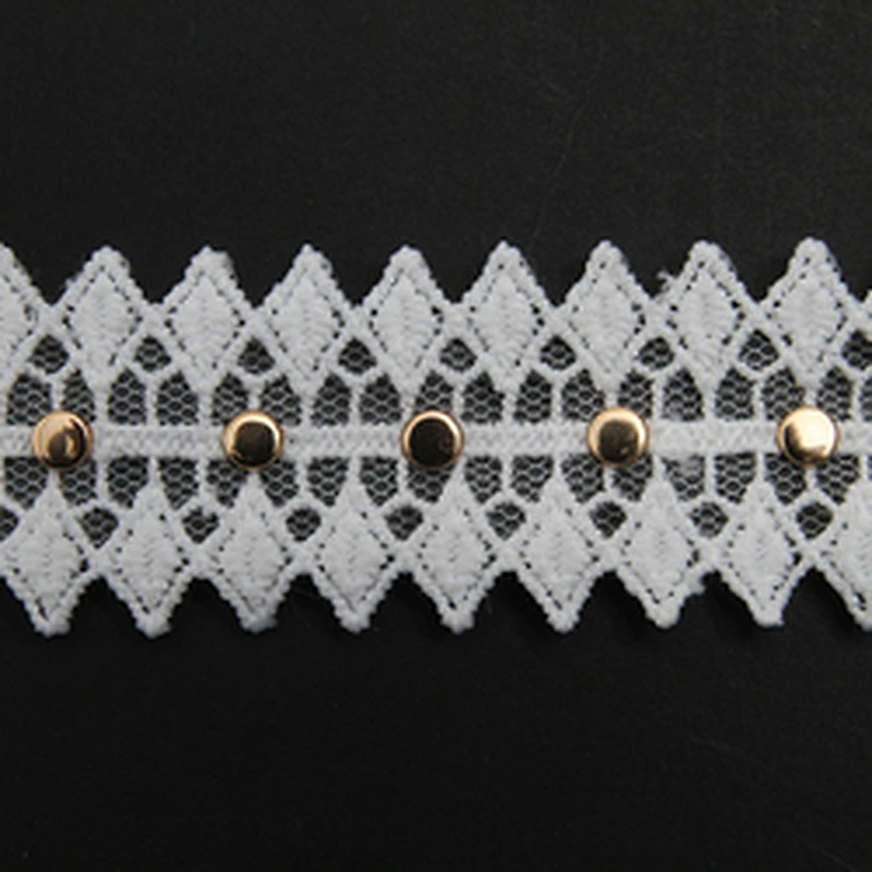 Wholesale 3cm Studs trim ribbon diy handmade costume dress sewing bead lace trim Design Rivets Trims